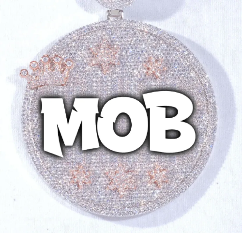 CUSTOM LETTER NECKLACE 3D BIG CROWN DISC sold by The GUU Shop