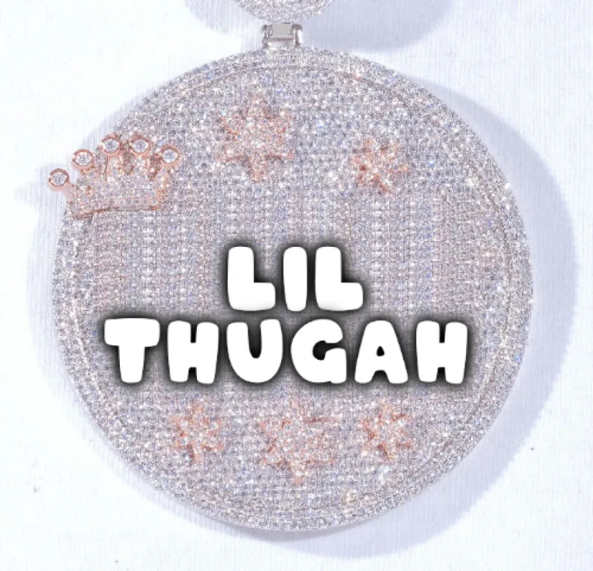 CUSTOM LETTER NECKLACE 3D BIG CROWN DISC sold by The GUU Shop