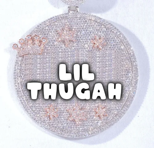 CUSTOM LETTER NECKLACE 3D BIG CROWN DISC sold by The GUU Shop