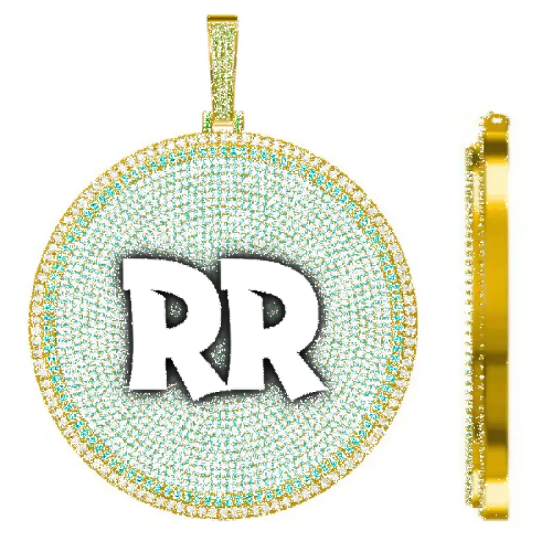 CUSTOM LETTER NECKLACE 3D BIG DISC sold by The GUU Shop