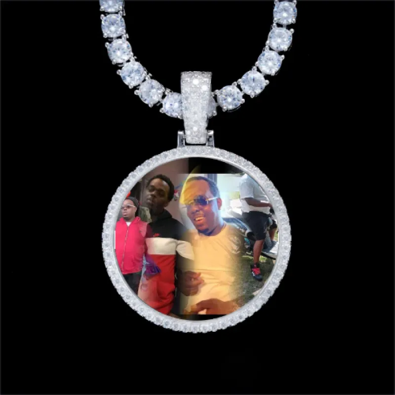 925S & VVS Moissanite 3D Circle Custom Picture Pendant sold by The GUU Shop