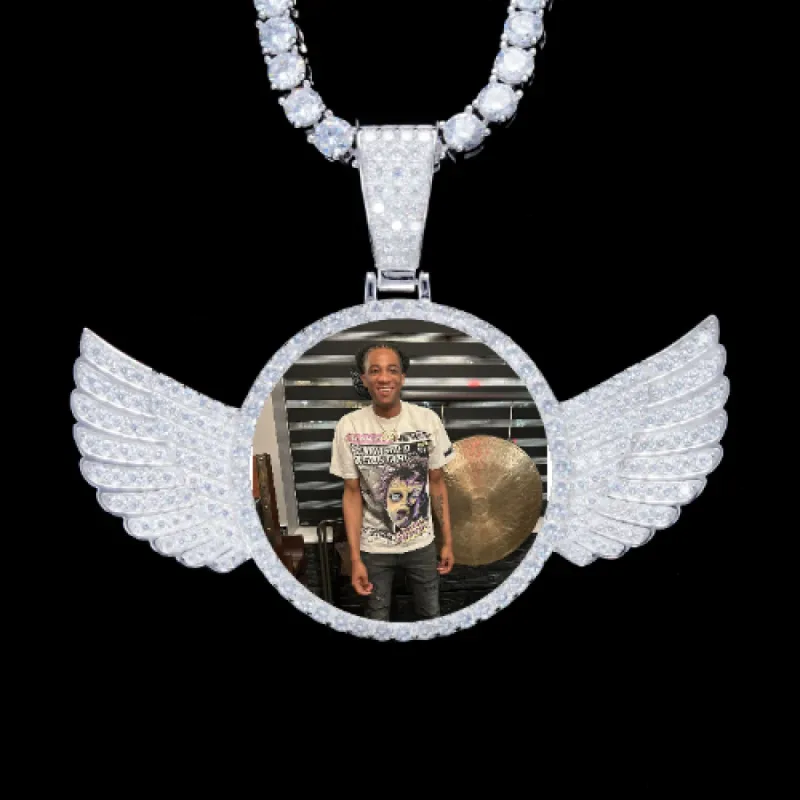 925S & VVS Moissanite 3D Wing Custom Picture Pendant sold by The GUU Shop