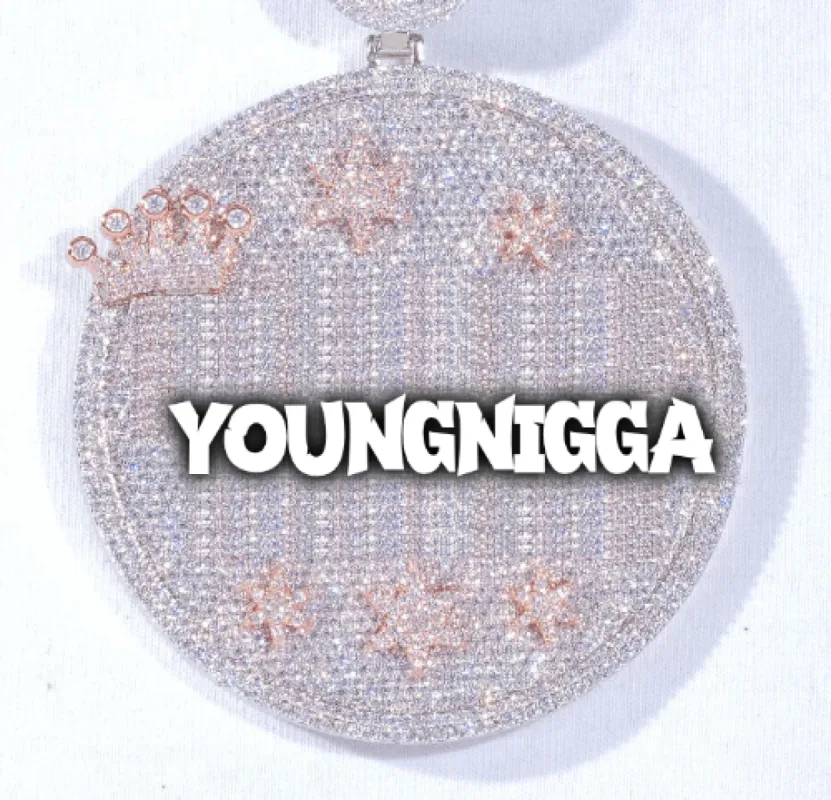 CUSTOM LETTER NECKLACE 3D BIG CROWN DISC sold by The GUU Shop