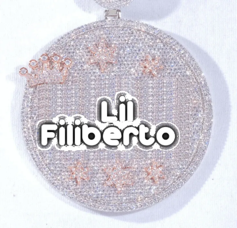 CUSTOM LETTER NECKLACE 3D BIG CROWN DISC sold by The GUU Shop