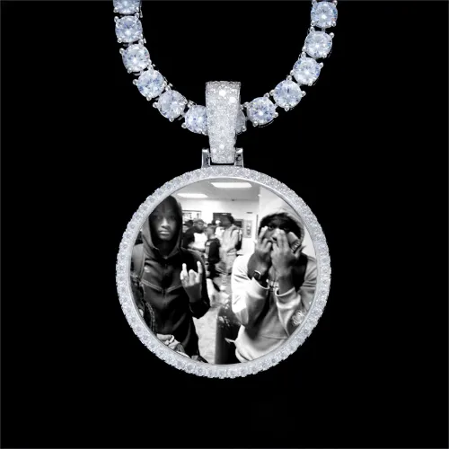 925S & VVS Moissanite 3D Circle Custom Picture Pendant sold by The GUU Shop