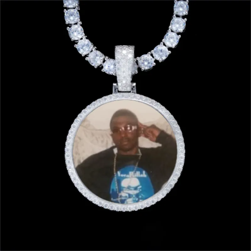 925S & VVS Moissanite 3D Circle Custom Picture Pendant sold by The GUU Shop