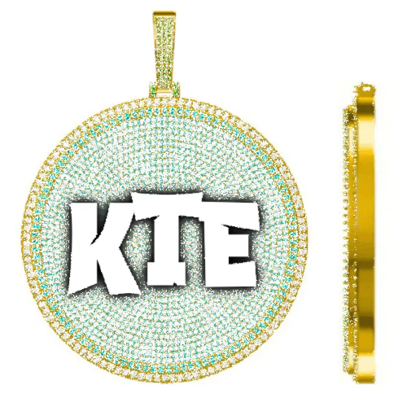 CUSTOM LETTER NECKLACE 3D BIG DISC sold by The GUU Shop