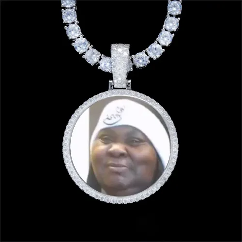 925S & VVS Moissanite 3D Circle Custom Picture Pendant sold by The GUU Shop