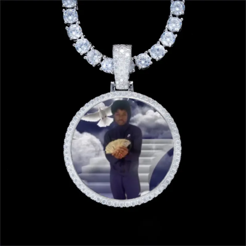 925S & VVS Moissanite 3D Circle Custom Picture Pendant sold by The GUU Shop
