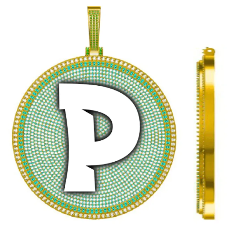 CUSTOM LETTER NECKLACE 3D BIG DISC sold by The GUU Shop