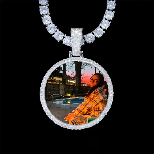 925S & VVS Moissanite 3D Circle Custom Picture Pendant sold by The GUU Shop