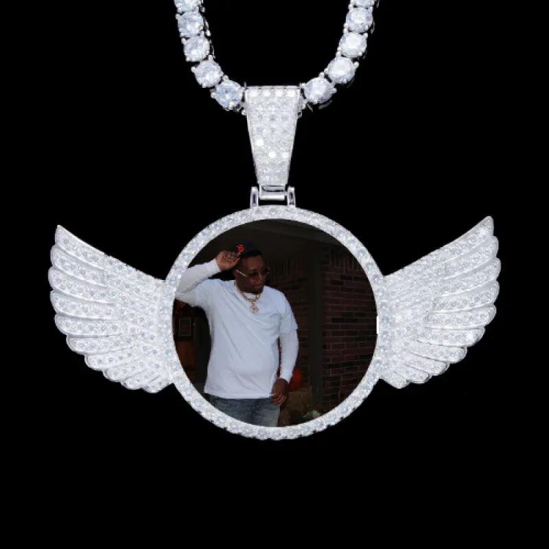 925S & VVS Moissanite 3D Wing Custom Picture Pendant sold by The GUU Shop