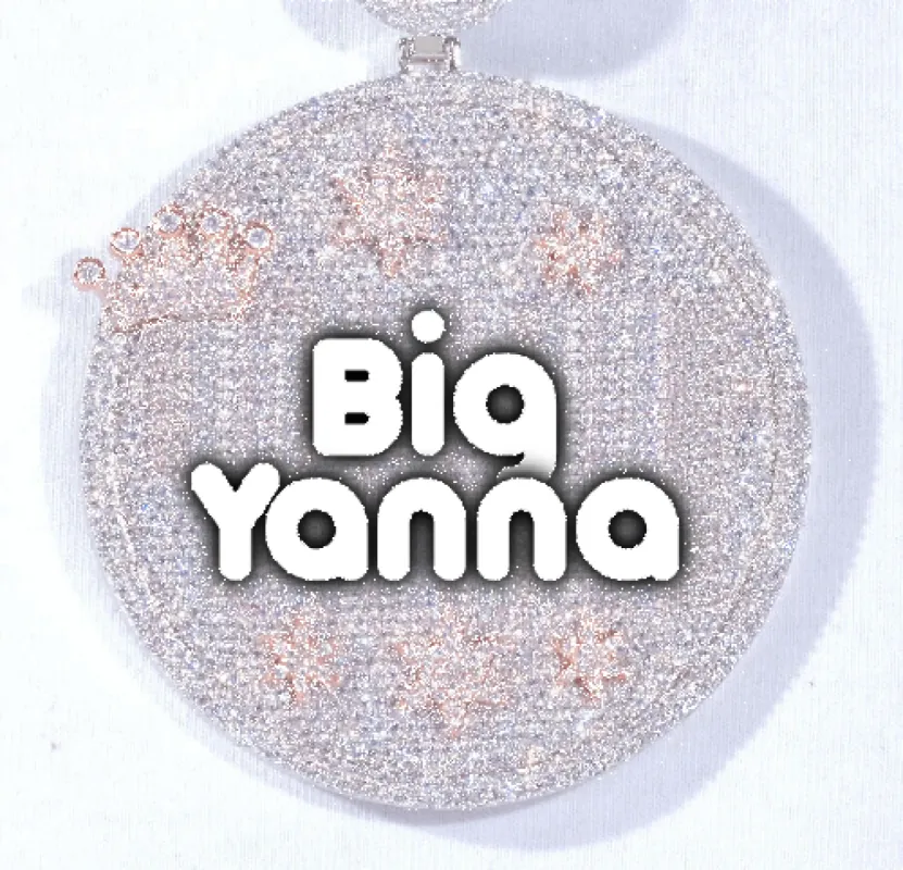 CUSTOM LETTER NECKLACE 3D BIG CROWN DISC made by The GUU Shop