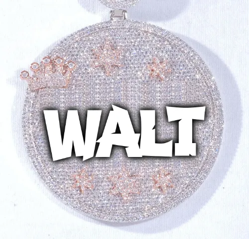 CUSTOM LETTER NECKLACE 3D BIG CROWN DISC sold by The GUU Shop