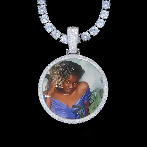 925S & VVS Moissanite 3D Circle Custom Picture Pendant sold by The GUU Shop