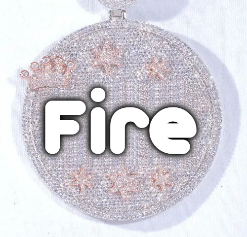 CUSTOM LETTER NECKLACE 3D BIG CROWN DISC sold by The GUU Shop