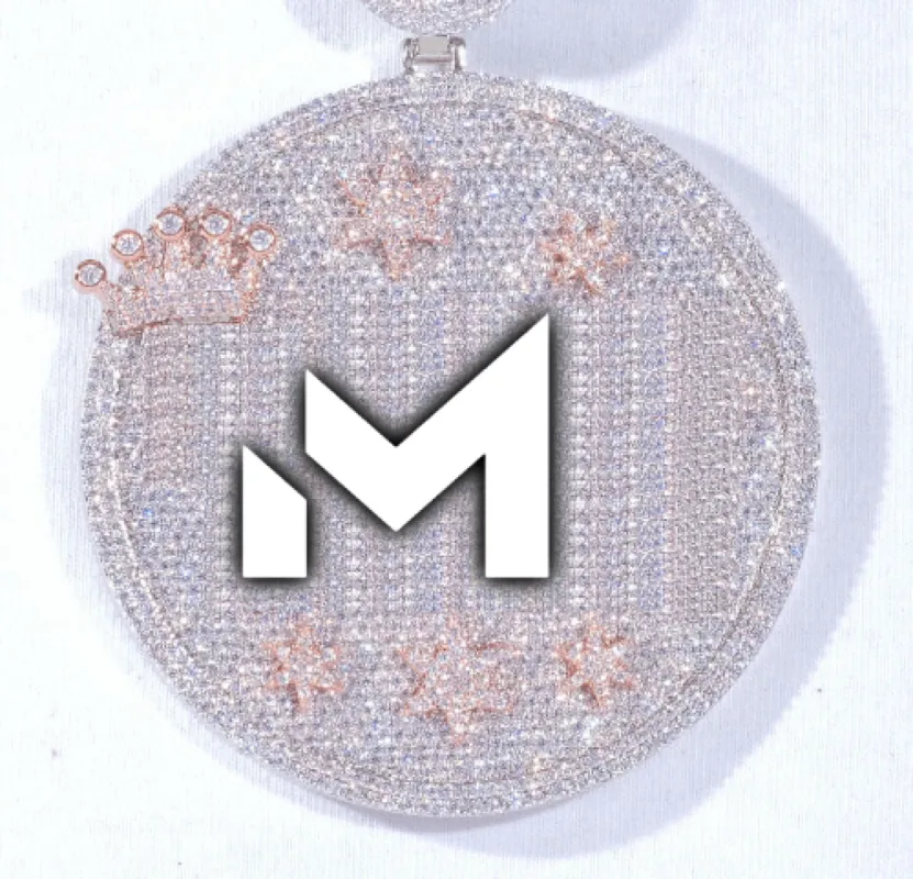 CUSTOM LETTER NECKLACE 3D BIG CROWN DISC sold by The GUU Shop