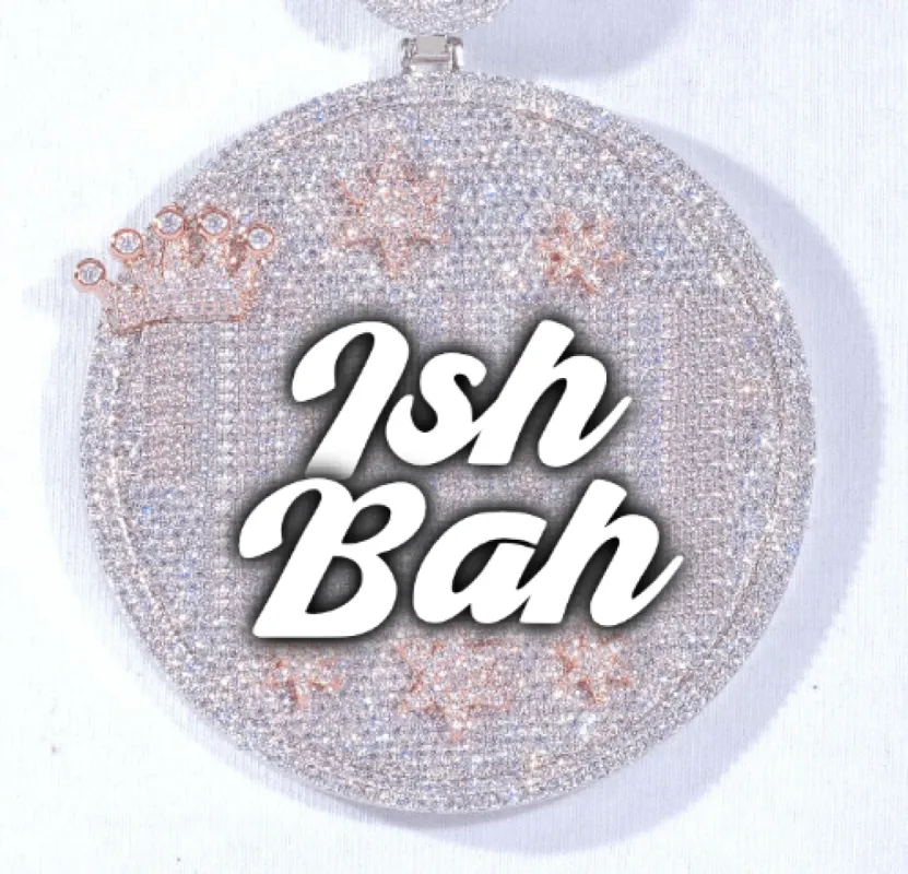 CUSTOM LETTER NECKLACE 3D BIG CROWN DISC sold by The GUU Shop