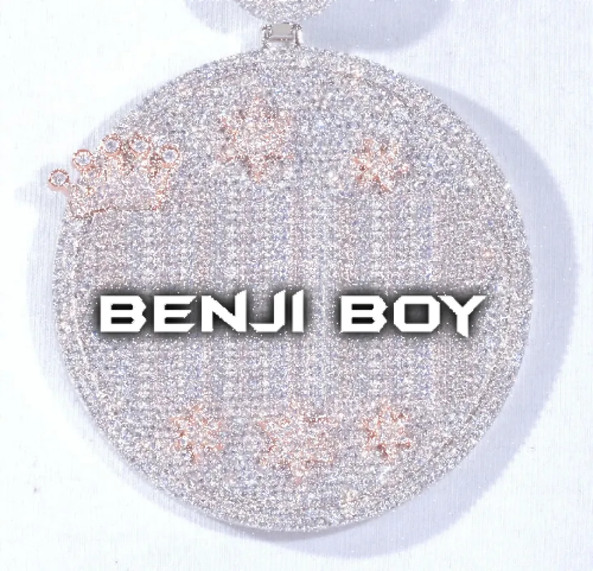 CUSTOM LETTER NECKLACE 3D BIG CROWN DISC sold by The GUU Shop