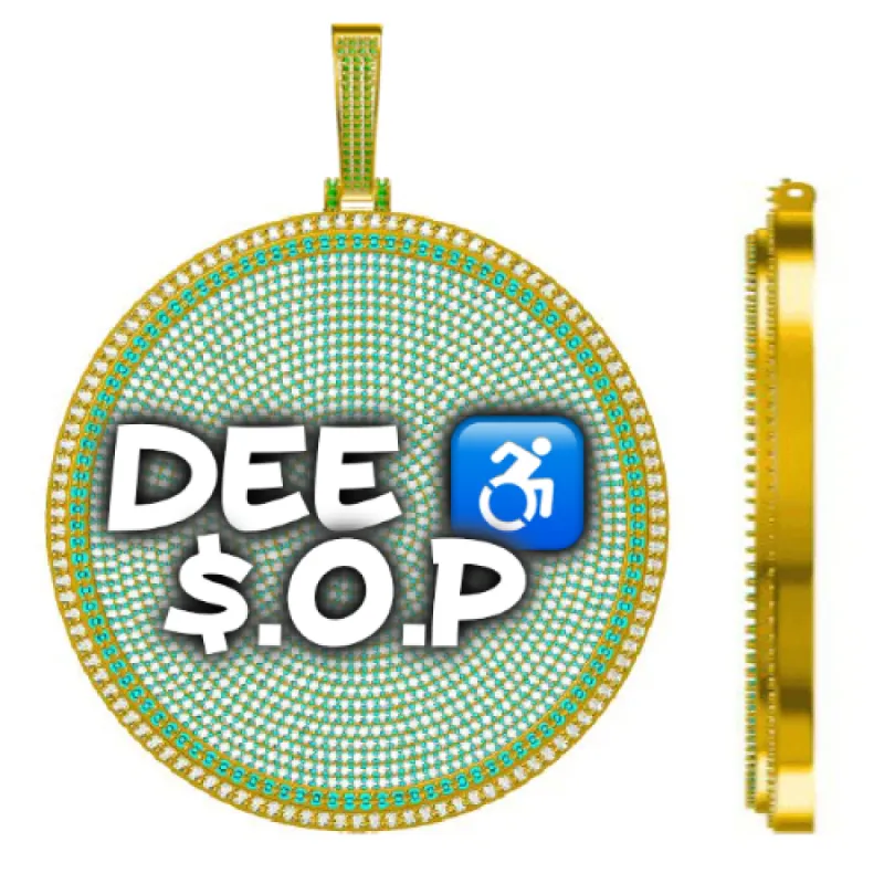 CUSTOM LETTER NECKLACE 3D BIG DISC sold by The GUU Shop