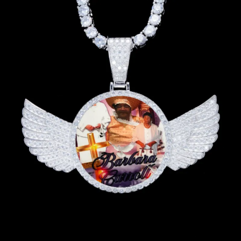 925S & VVS Moissanite 3D Wing Custom Picture Pendant sold by The GUU Shop