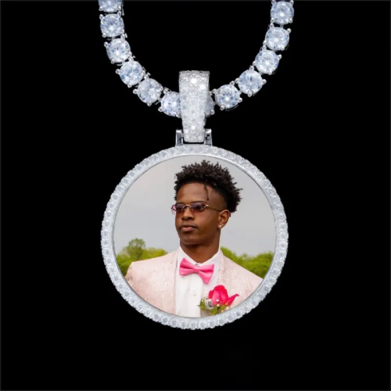 925S & VVS Moissanite 3D Circle Custom Picture Pendant sold by The GUU Shop