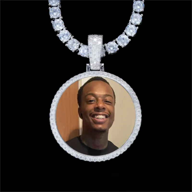 925S & VVS Moissanite 3D Circle Custom Picture Pendant sold by The GUU Shop