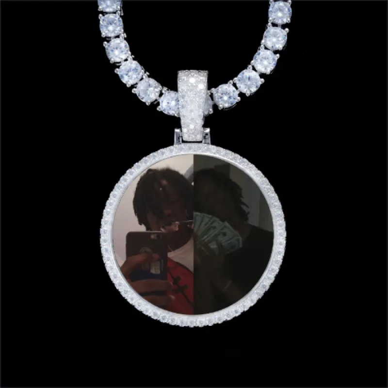 925S & VVS Moissanite 3D Circle Custom Picture Pendant made by The GUU Shop