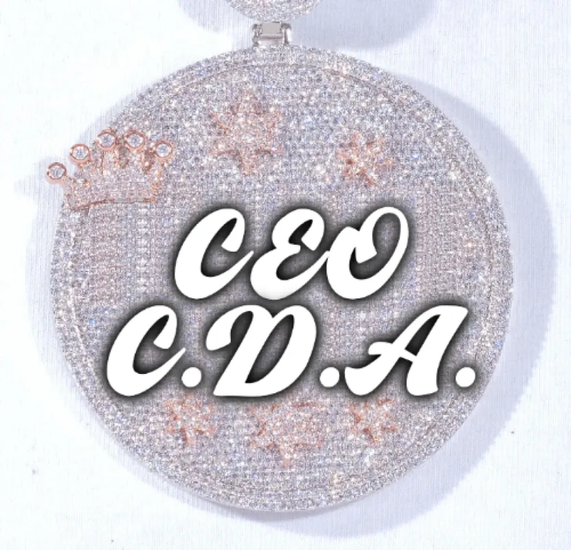 CUSTOM LETTER NECKLACE 3D BIG CROWN DISC sold by The GUU Shop