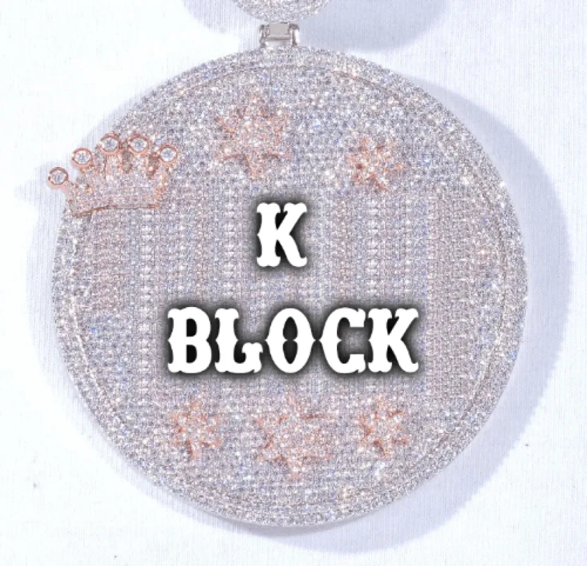 CUSTOM LETTER NECKLACE 3D BIG CROWN DISC sold by The GUU Shop