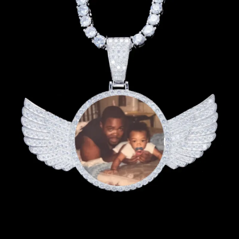 925S & VVS Moissanite 3D Wing Custom Picture Pendant sold by The GUU Shop