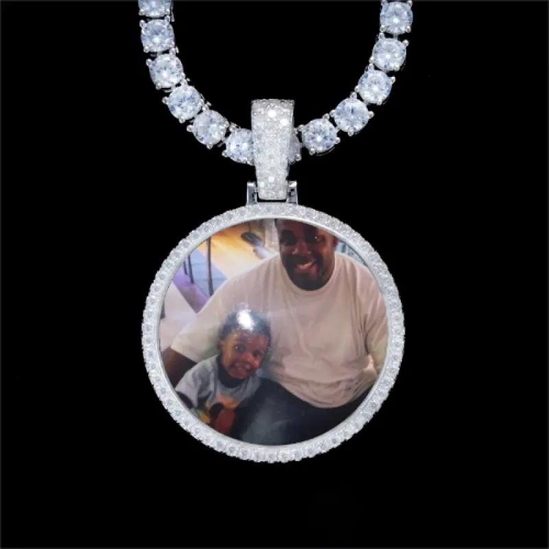 925S & VVS Moissanite 3D Circle Custom Picture Pendant sold by The GUU Shop