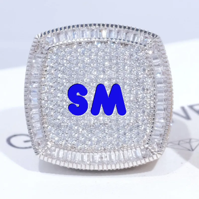 CUSTOM LETTER 3D ICED RING sold by The GUU Shop