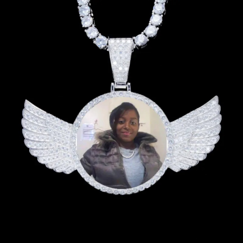 925S & VVS Moissanite 3D Wing Custom Picture Pendant sold by The GUU Shop