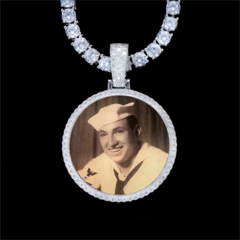 925S & VVS Moissanite 3D Circle Custom Picture Pendant sold by The GUU Shop