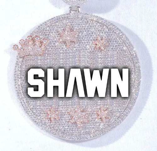 CUSTOM LETTER NECKLACE 3D BIG CROWN DISC sold by The GUU Shop