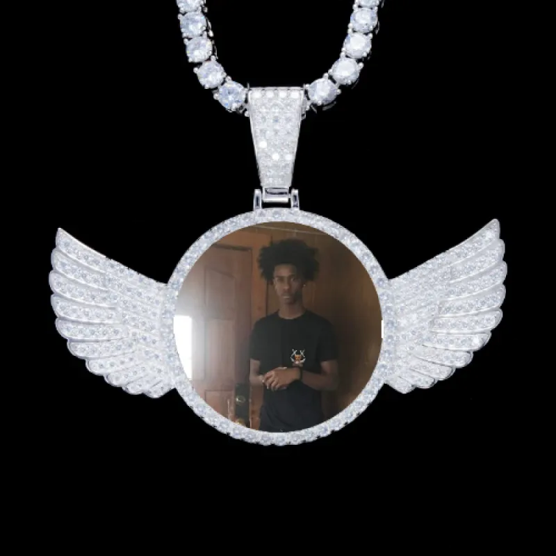 925S & VVS Moissanite 3D Wing Custom Picture Pendant sold by The GUU Shop