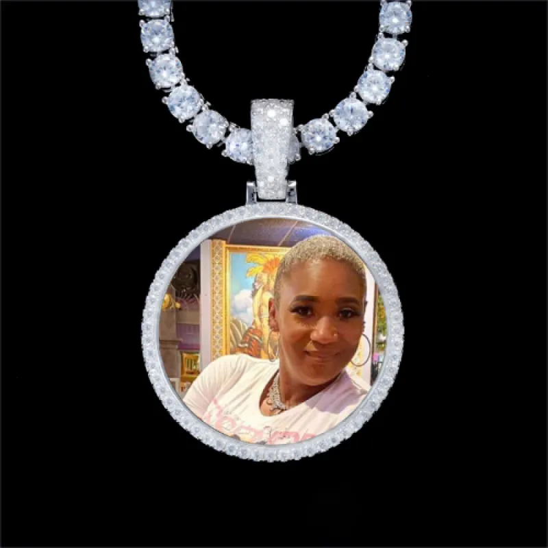 925S & VVS Moissanite 3D Circle Custom Picture Pendant sold by The GUU Shop