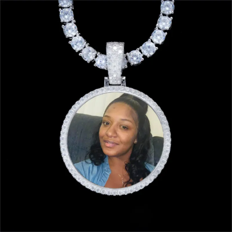925S & VVS Moissanite 3D Circle Custom Picture Pendant sold by The GUU Shop