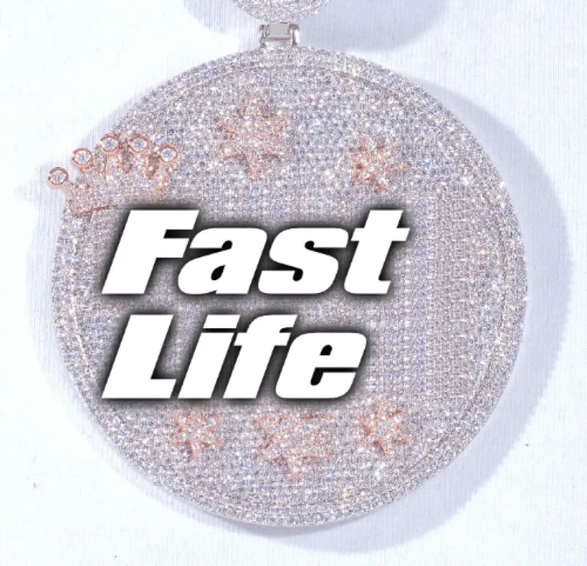 CUSTOM LETTER NECKLACE 3D BIG CROWN DISC sold by The GUU Shop