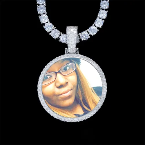 925S & VVS Moissanite 3D Circle Custom Picture Pendant sold by The GUU Shop