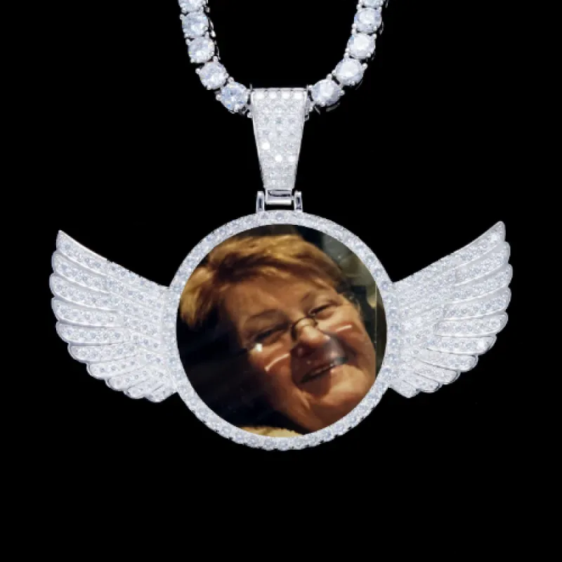 925S & VVS Moissanite 3D Wing Custom Picture Pendant sold by The GUU Shop