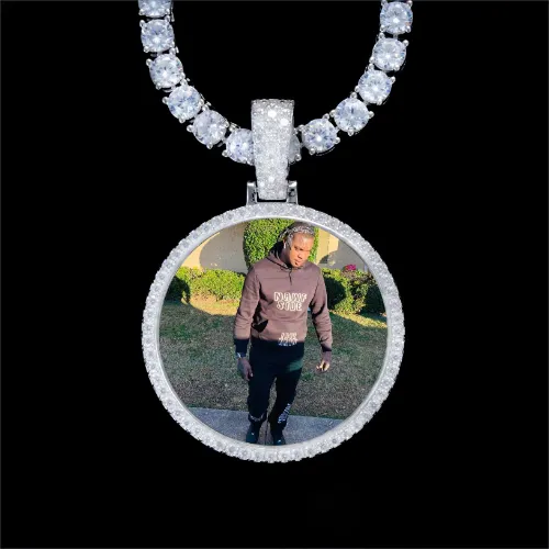 925S & VVS Moissanite 3D Circle Custom Picture Pendant sold by The GUU Shop