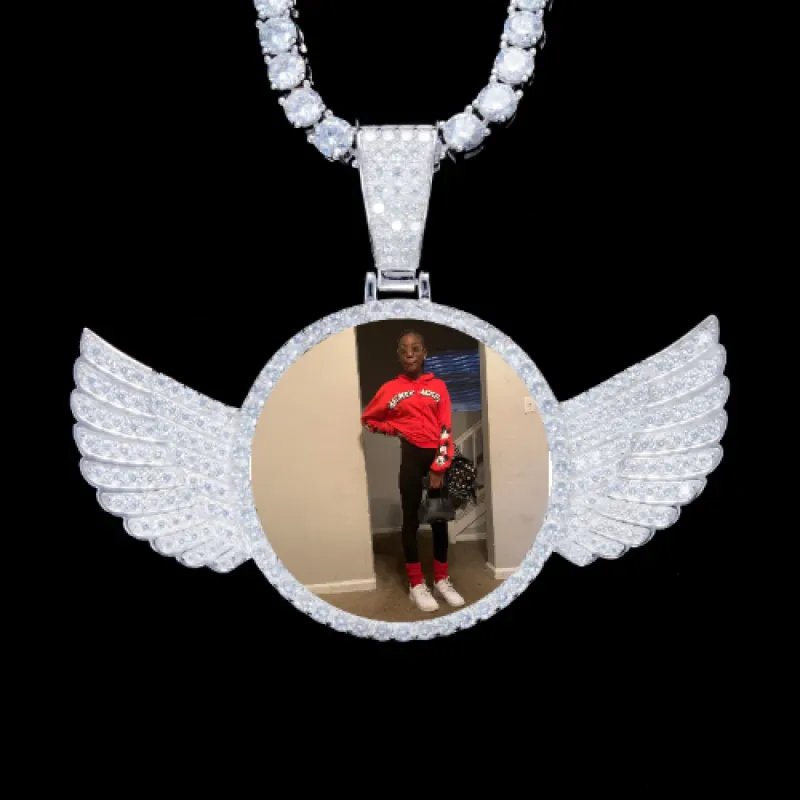 925S & VVS Moissanite 3D Wing Custom Picture Pendant sold by The GUU Shop