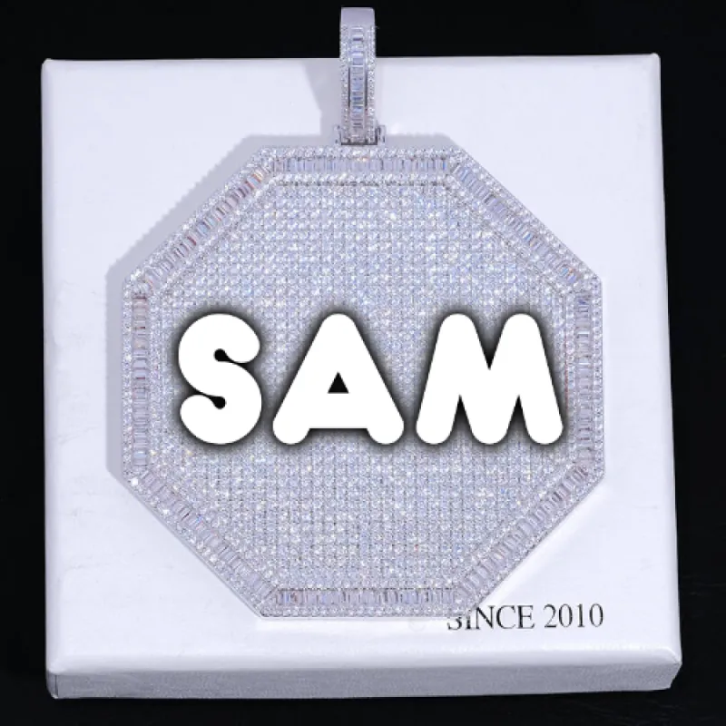CUSTOM LETTER NECKLACE 3D BIG OCTAGON sold by The GUU Shop