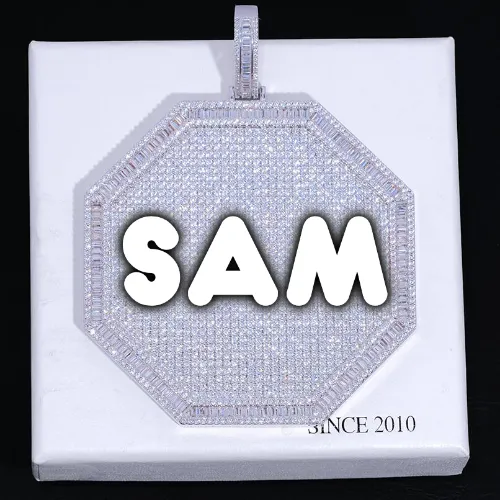 CUSTOM LETTER NECKLACE 3D BIG OCTAGON sold by The GUU Shop