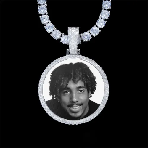 925S & VVS Moissanite 3D Circle Custom Picture Pendant sold by The GUU Shop
