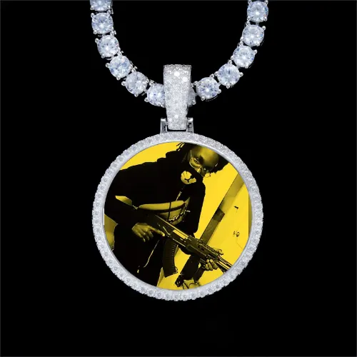 925S & VVS Moissanite 3D Circle Custom Picture Pendant sold by The GUU Shop