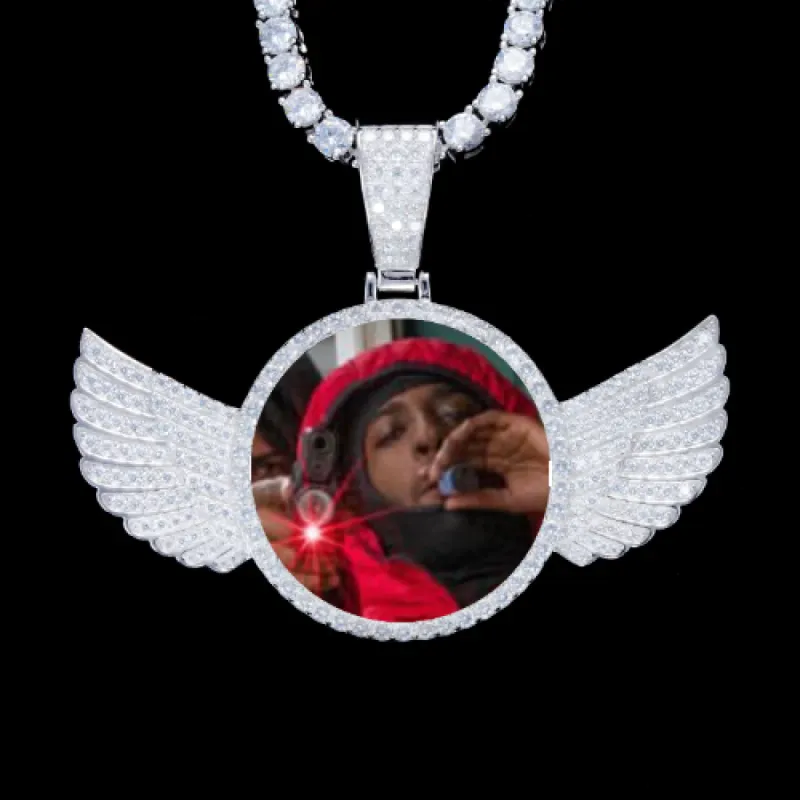 925S & VVS Moissanite 3D Wing Custom Picture Pendant made by The GUU Shop