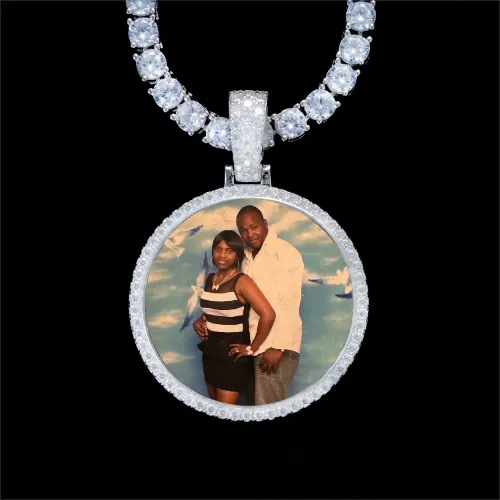 925S & VVS Moissanite 3D Circle Custom Picture Pendant sold by The GUU Shop